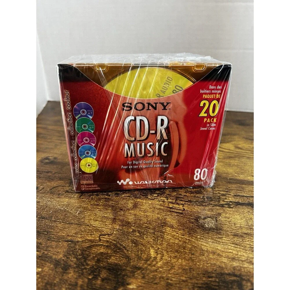 New Sony CD-R Music CDs 20 Pk Slim Multi Color Cases 80 Min 20CRM80LX2 Open Box